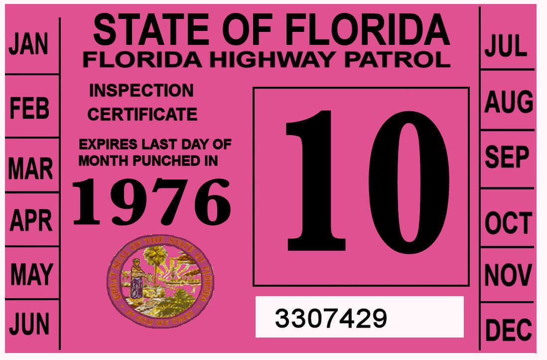 1976 FLORIDA Inspection Sticker